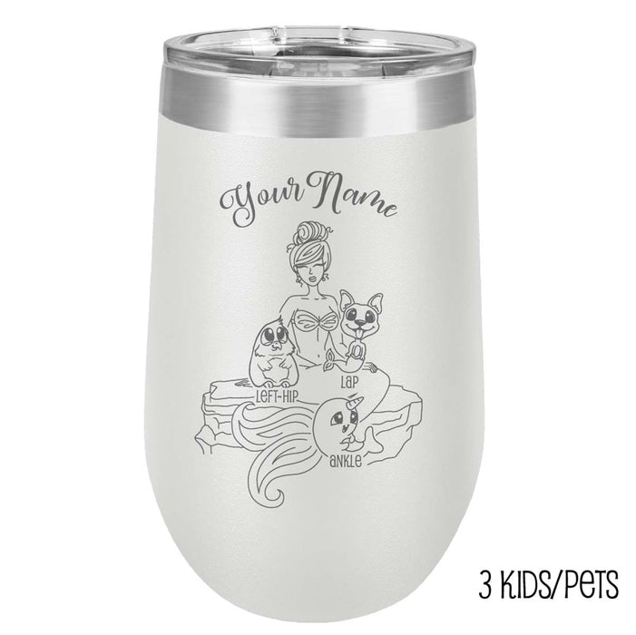 Mermaid Mom - Vaso de viaje con aislamiento de acero inoxidable grabado personalizado - MerMama, Purr-Maid, Fur-Maid - El mejor regalo para el día de la madre
