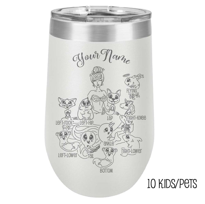 Mermaid Mom - Vaso de viaje con aislamiento de acero inoxidable grabado personalizado - MerMama, Purr-Maid, Fur-Maid - El mejor regalo para el día de la madre
