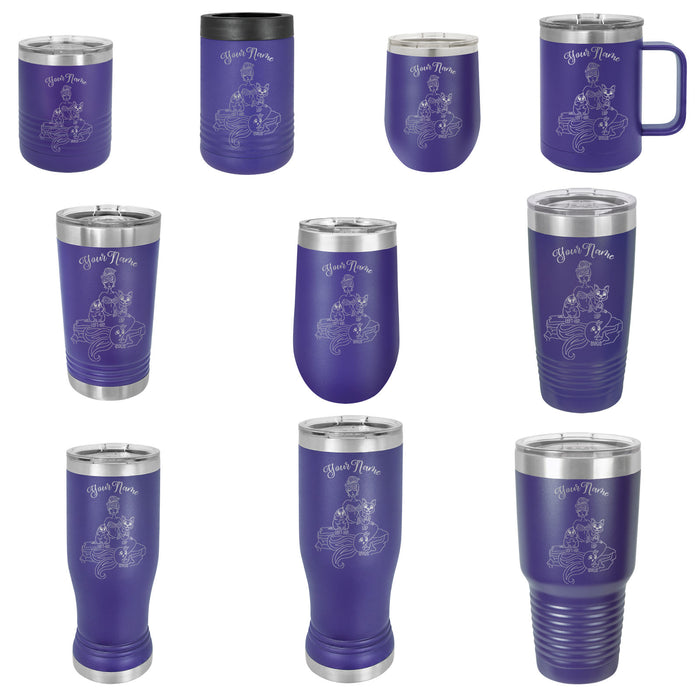 Mermaid Mom - Vaso de viaje con aislamiento de acero inoxidable grabado personalizado - MerMama, Purr-Maid, Fur-Maid - El mejor regalo para el día de la madre