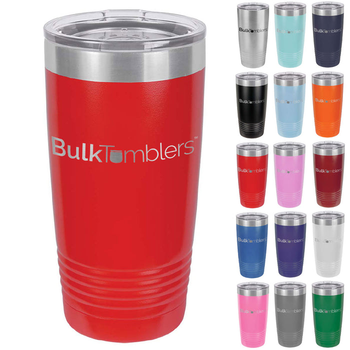 Vaso personalizado promocional de 20 oz -16 colores- Logotipo grabado con láser en acero inoxidable aislado + tapa