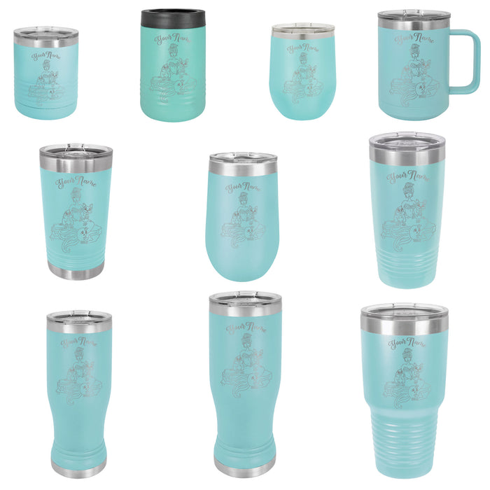 Mermaid Mom - Vaso de viaje con aislamiento de acero inoxidable grabado personalizado - MerMama, Purr-Maid, Fur-Maid - El mejor regalo para el día de la madre