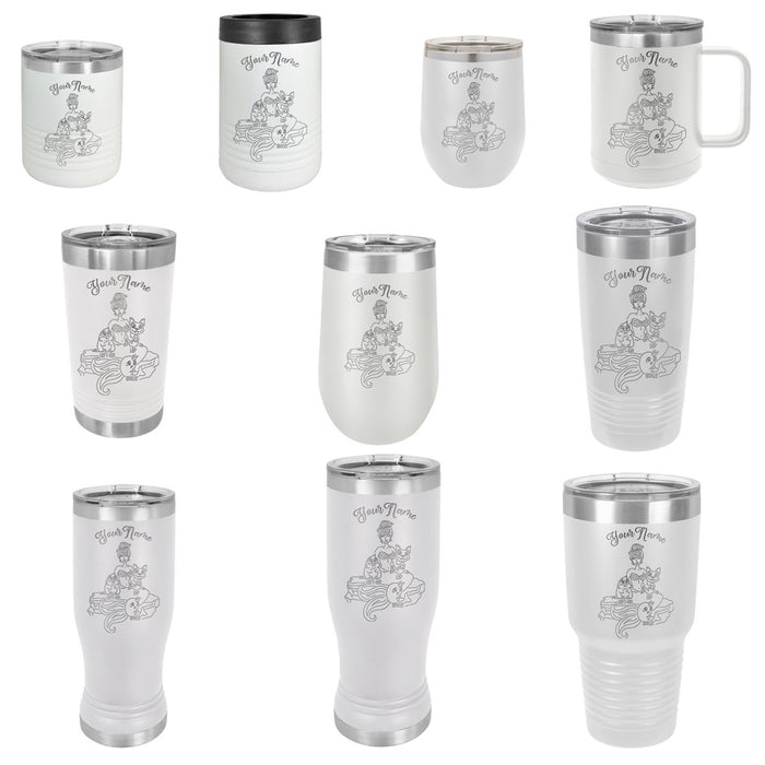 Mermaid Mom - Vaso de viaje con aislamiento de acero inoxidable grabado personalizado - MerMama, Purr-Maid, Fur-Maid - El mejor regalo para el día de la madre